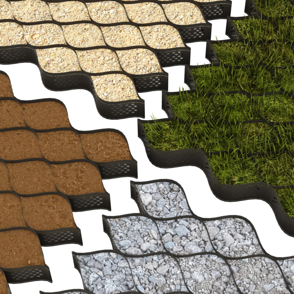 BaseCore Standard 2" Geocell Ground Grid - 9x18 ft Commercial Grade Gravel Grid for Driveway, Parking, Slope - Heavy Duty Stabilizer Landscaping, Pathway & Erosion Control - 1 Panel 162 sq ft
