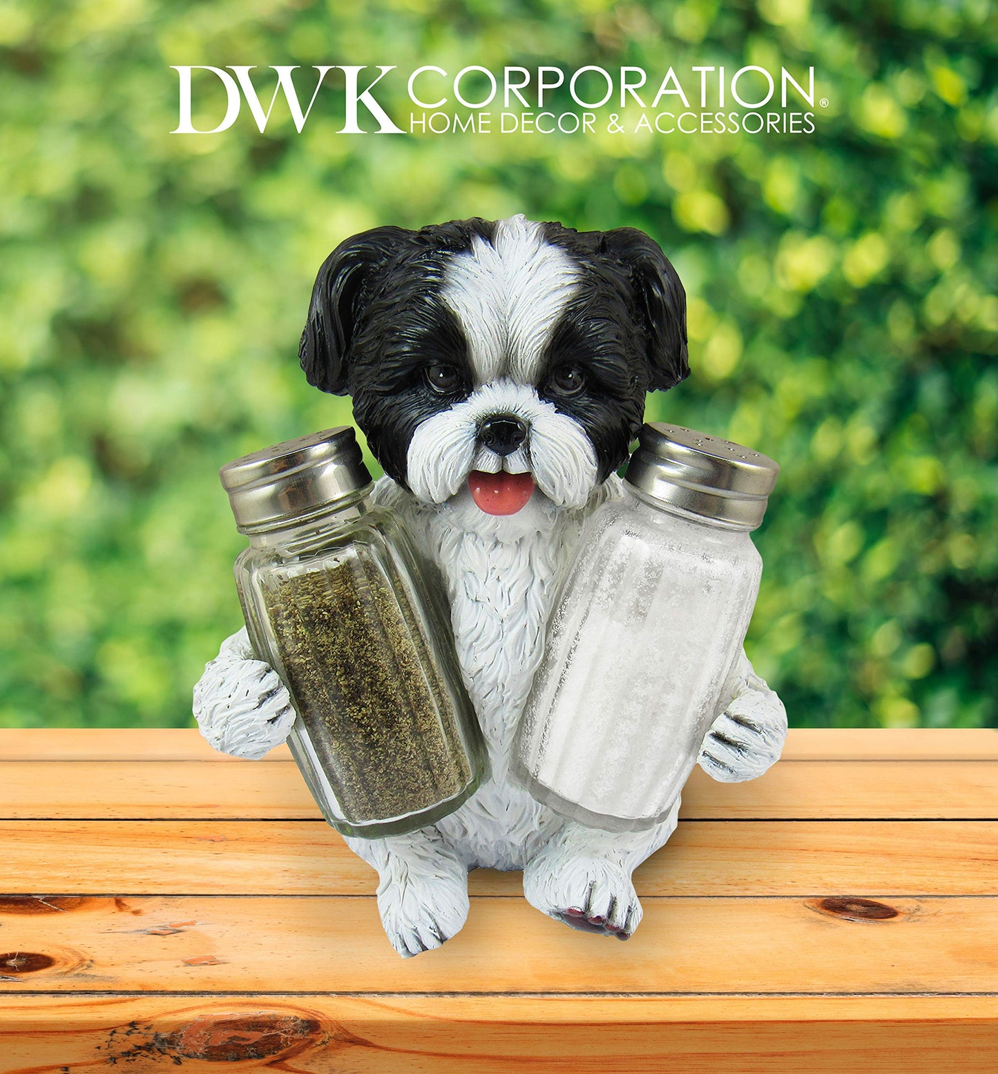 DWK Animal Holder with Salt And Pepper Shaker Set (3 Piece) | Kitchen Décor and Accessories | Salt and Pepper Shakers | Home Décor | Home Decorations… (Shih Tzu)