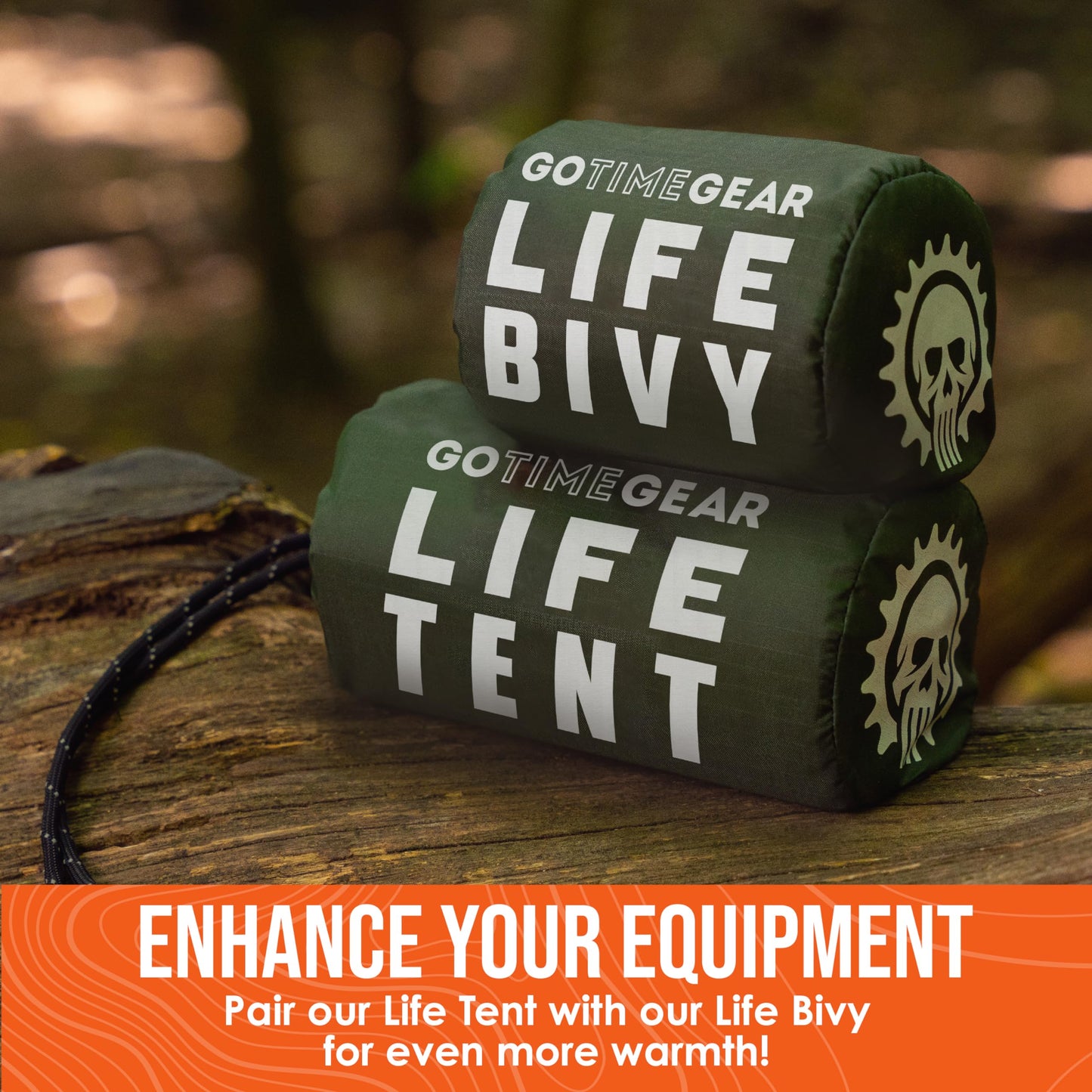 Go Time Gear Ultralight Mylar Survival Tent - Go Bag Emergency Tent & Survival Gear - Thermal Blanket Insulation for Winter Camping Gear & Emergency Supplies - Orange, Pack of 1, 2 Person
