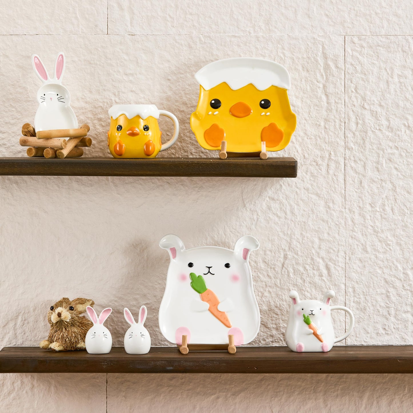 Bico Dreamy Rabbit Ceramic Hand Painted Easter Spoon Rest, Microwave and Dishwasher Safe