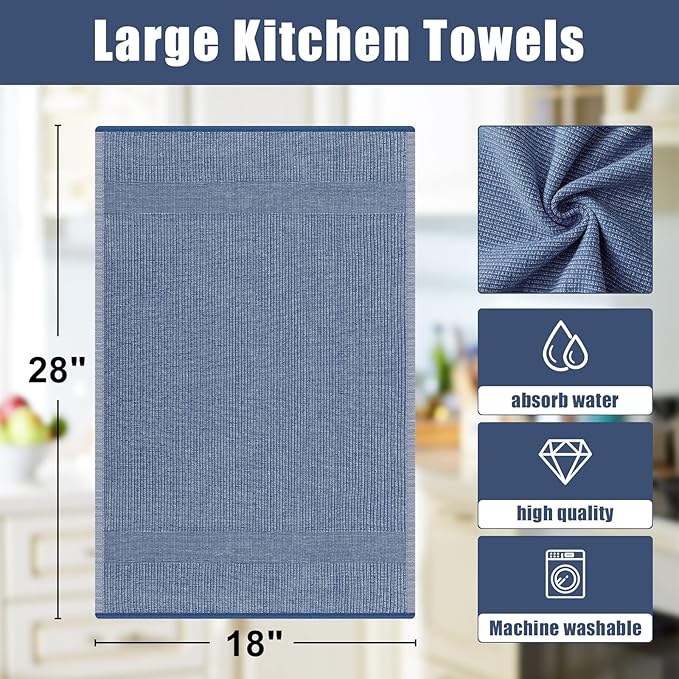 Homaxy Premium Kitchen Towels, Large Cotton Kitchen Hand Towels, Flat and Terry