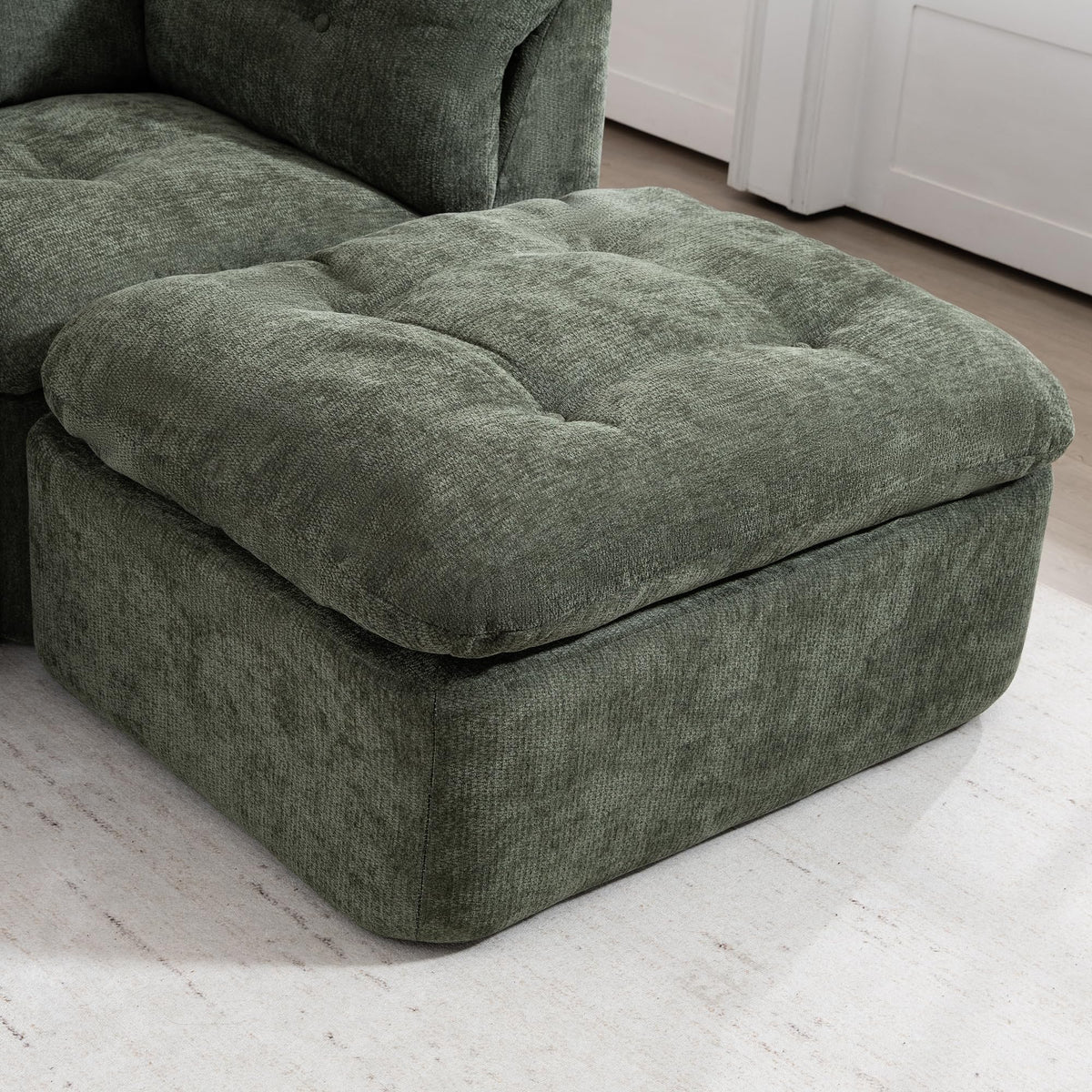 Tufted Cushions Cloud Sectional Boneless Sectional Sofa with Movable Ottoman, 112" Oversized Modular Convertible L Shaped Corner Couch with Deep Seat,Memory Foam Compressed Sofa