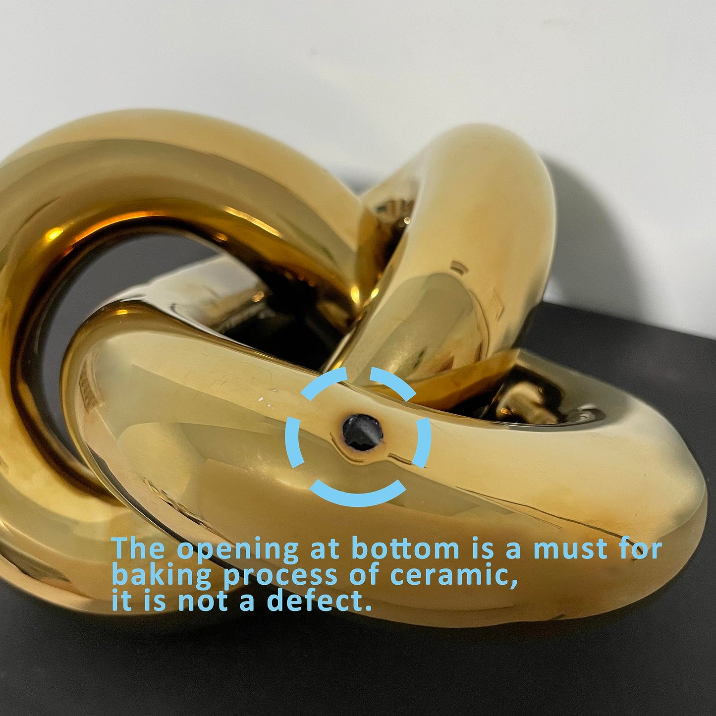 Large Ceramic Gold Knot Statue Décor, Gold Coffee Table Decor, Multi-Angle Abstract Geometric Sculpture Ornament, Modern Home Decor Accents for Living Room, Bedroom, Office