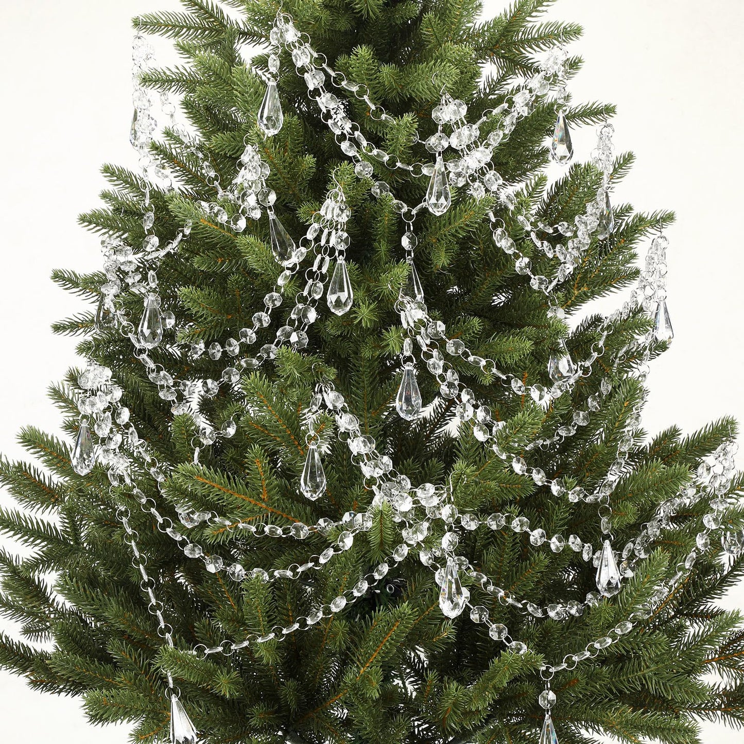 Pinkunn 12 Pcs 3-Layer Crystal Garland for Christmas Tree 20in 16in 12in 3-Layer Acrylic Bead Garland Hanging Christmas Decorations Indoor Home Decor for Home Xmas Wedding Party Decor(Teardrop)