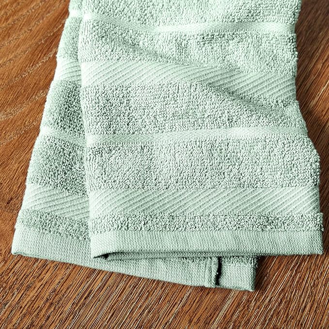 KitchenAid Albany Kitchen Towel 4-Pack Set, Pistachio/White