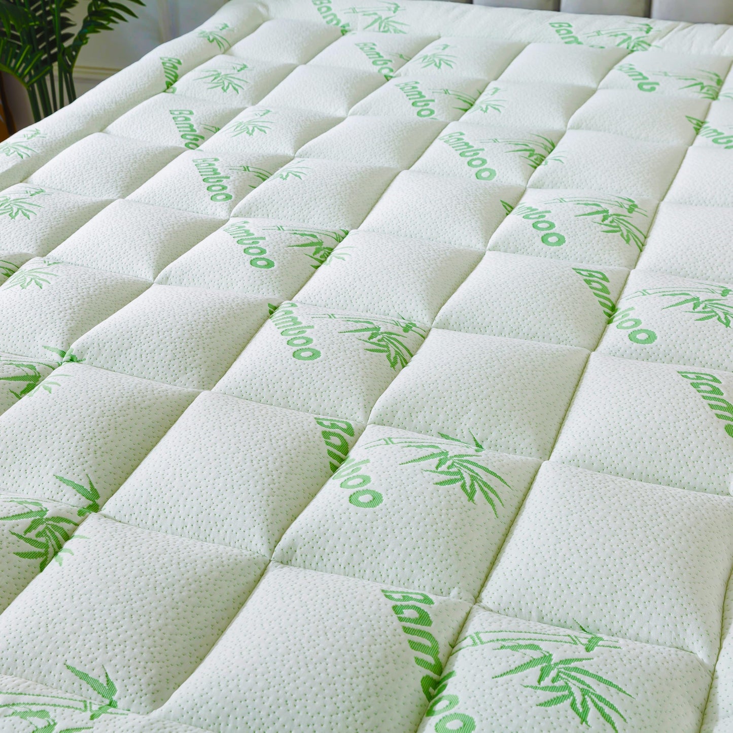 ANALIN® Bamboo_Viscose Mattress Topper Queen Size, Thick Pillow Top Mattress Pad with Stretchable Pockets for 6-18 inches Mattress, Soft Breathable Mattress Topper for Back Pain Relief
