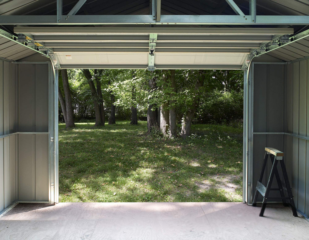 Arrow Shed 14' x 31' Murryhill Garage Galvanized Steel Extra Tall Walls Prefabricated Shed Storage Building, 14' x 31', Flute Gray