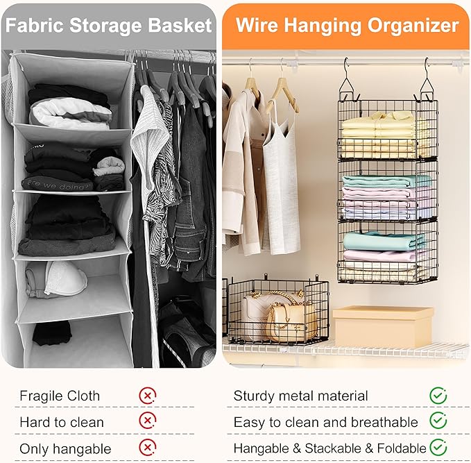 Sonyabecca 5-Tier Hanging Closet Organizer – Black Closet Storage Shelves