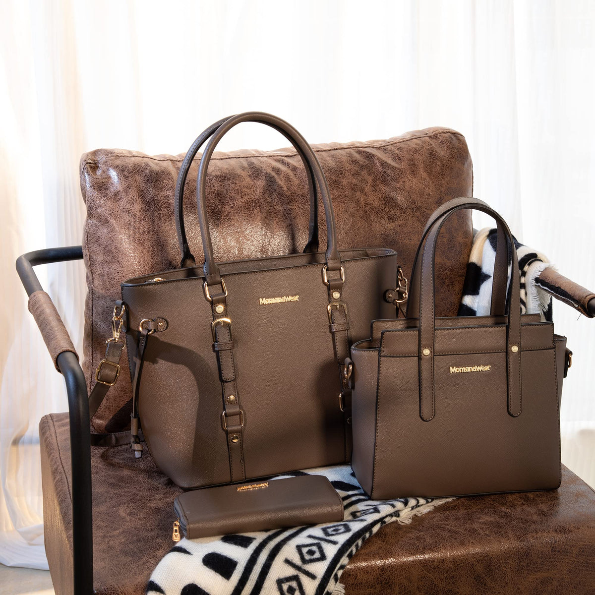 Montana West 3PCS Purses for Women Tote Bag and Wallet Set Shoulder Satchel Crossbody Bags Leather Handbag for Gift Travel Casual Work MWC3-C032WGY