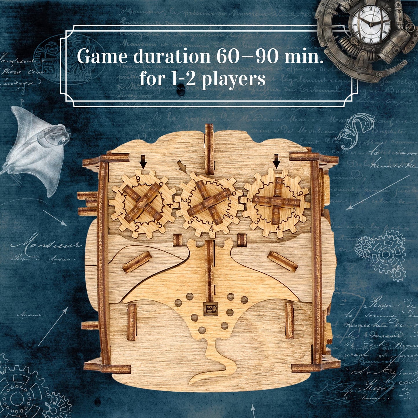 iDventure Cluebox - Captain's Nemo Nautilus - Escape Room Puzzle Box - 3D Wooden Puzzle for Adults - Brain Teaser - Birthday Gift for Men - Money Box