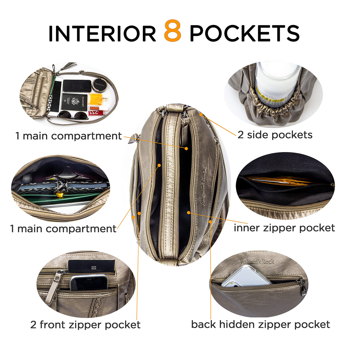 VOLGANIK ROCK Crossbody Bag for Women with Tassel Ladies Soft PU leather Purses and Handbag Pocketbooks
