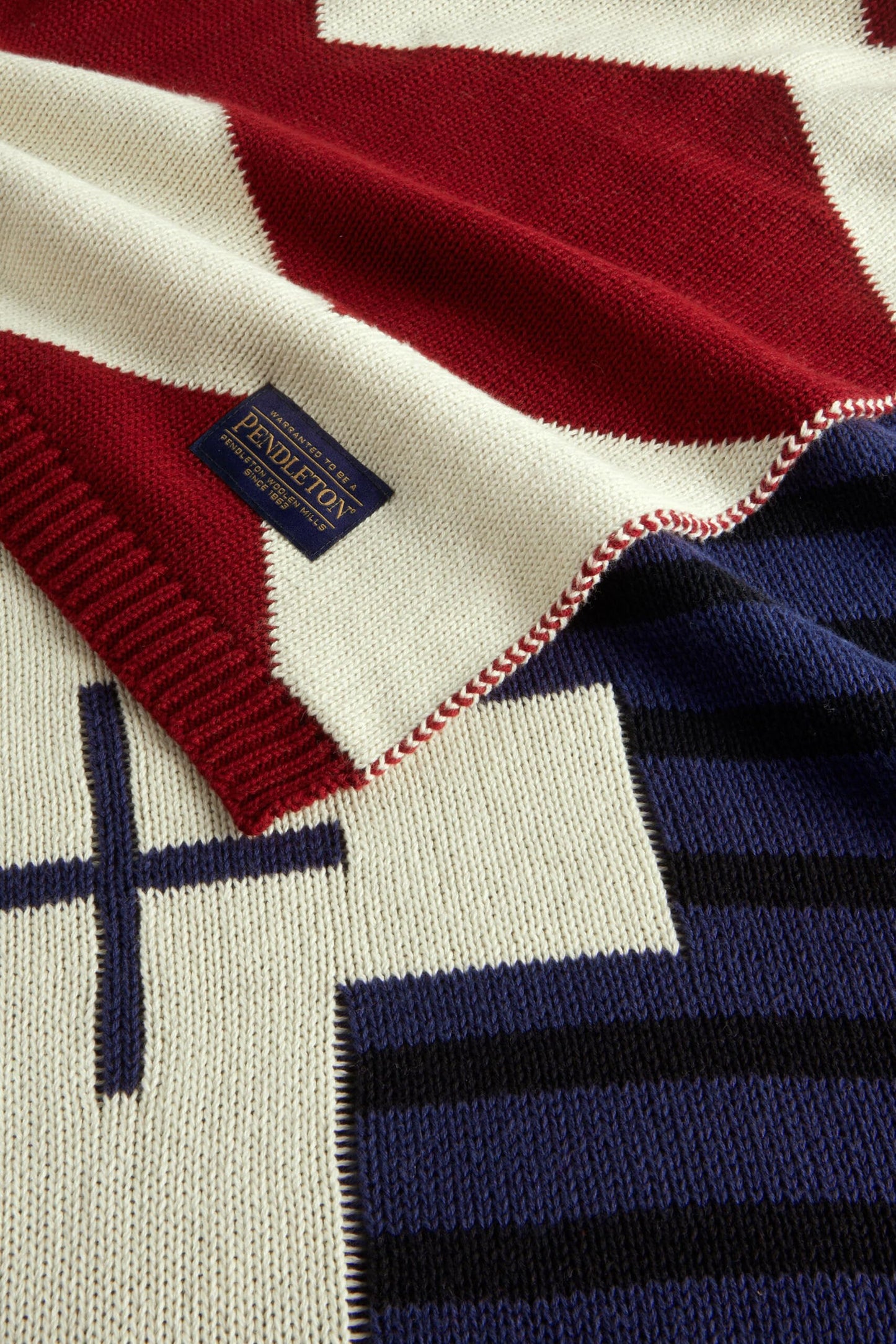 Pendleton Patriotic Throw Blanket - 100% Cotton Blanket, Jacquard Knit, Blue White & Red Americana Throw, 4th of July Independence Day (Brave Star)