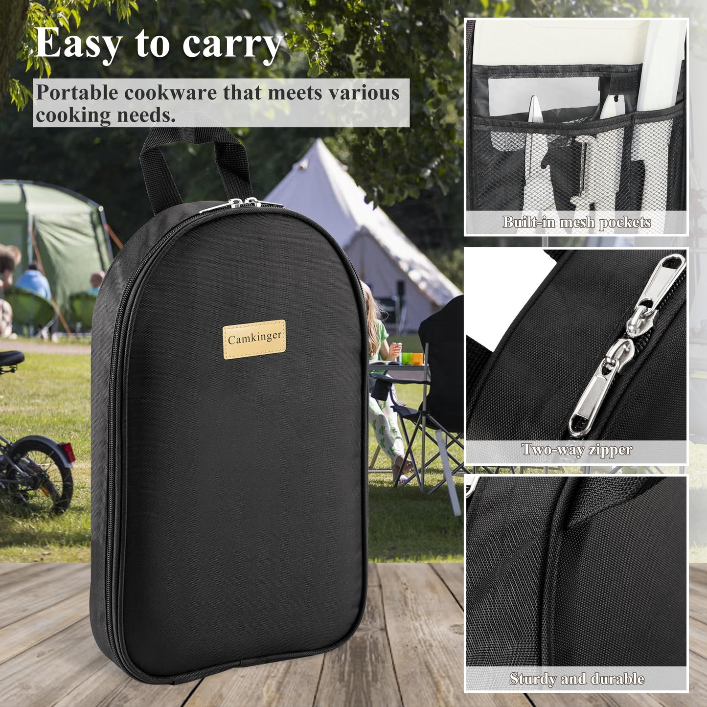 Camkinger Camping Accessories Kitchen Cooking Utensils Set - Portable Outdoor Camp Cookware Set, Silicone Camper Essentials Gear Must Have Supplies for Travel RV BBQ Grill Picnic Hiking