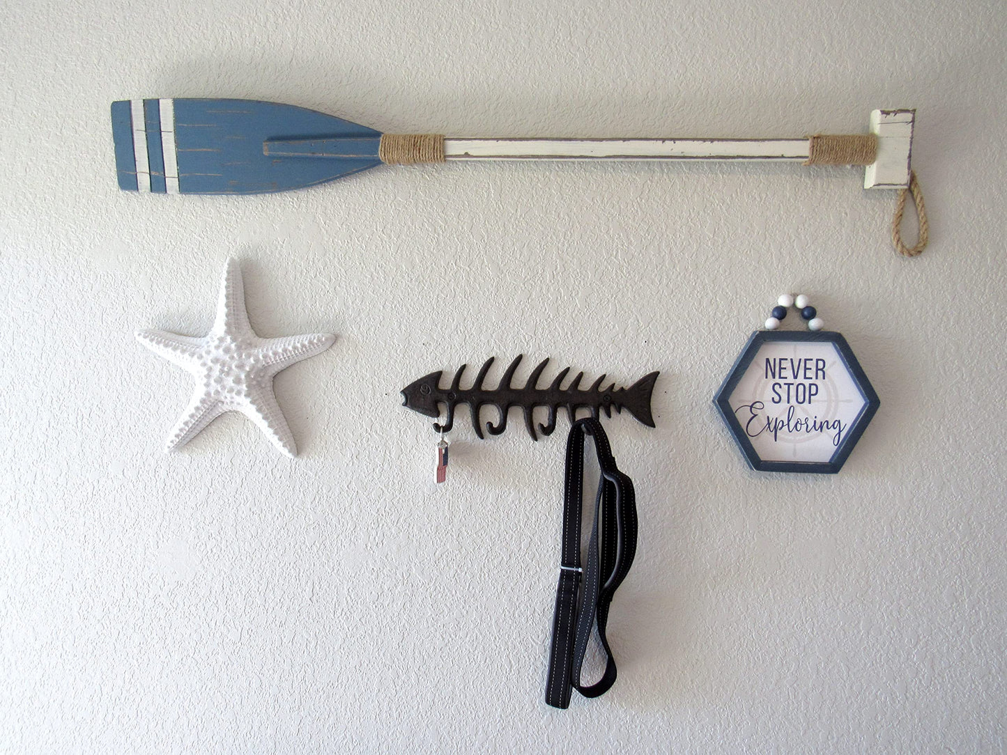 Wallcharmers Large Fish Bone Key, Leash, & Towel Holder | Nautical Home & Wall Decor
