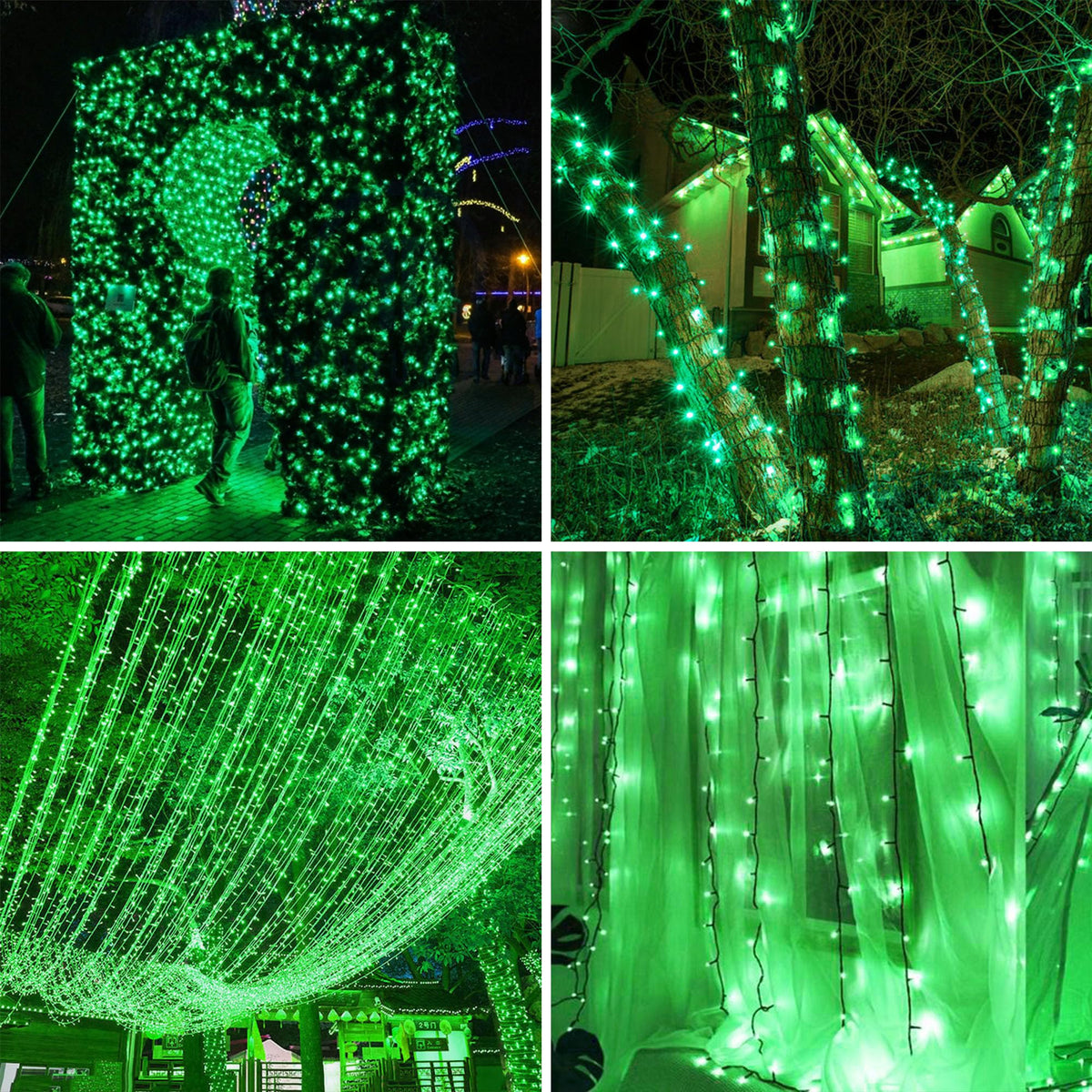 kemooie 500 LED Green St. Patrick's Day Lights, 164 FT Waterproof Fairy String Lights with 8 Modes & Memory Function, Plug in Outdoor String Light for Xmas Garden Balcony St. Patrick's Day Decor