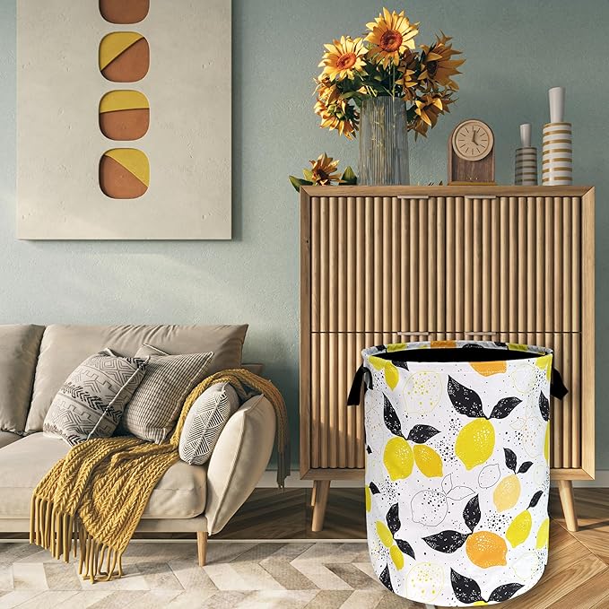 Lemons Laundry Hamper Boho Tropical Fruit Colorful Laundry Basket