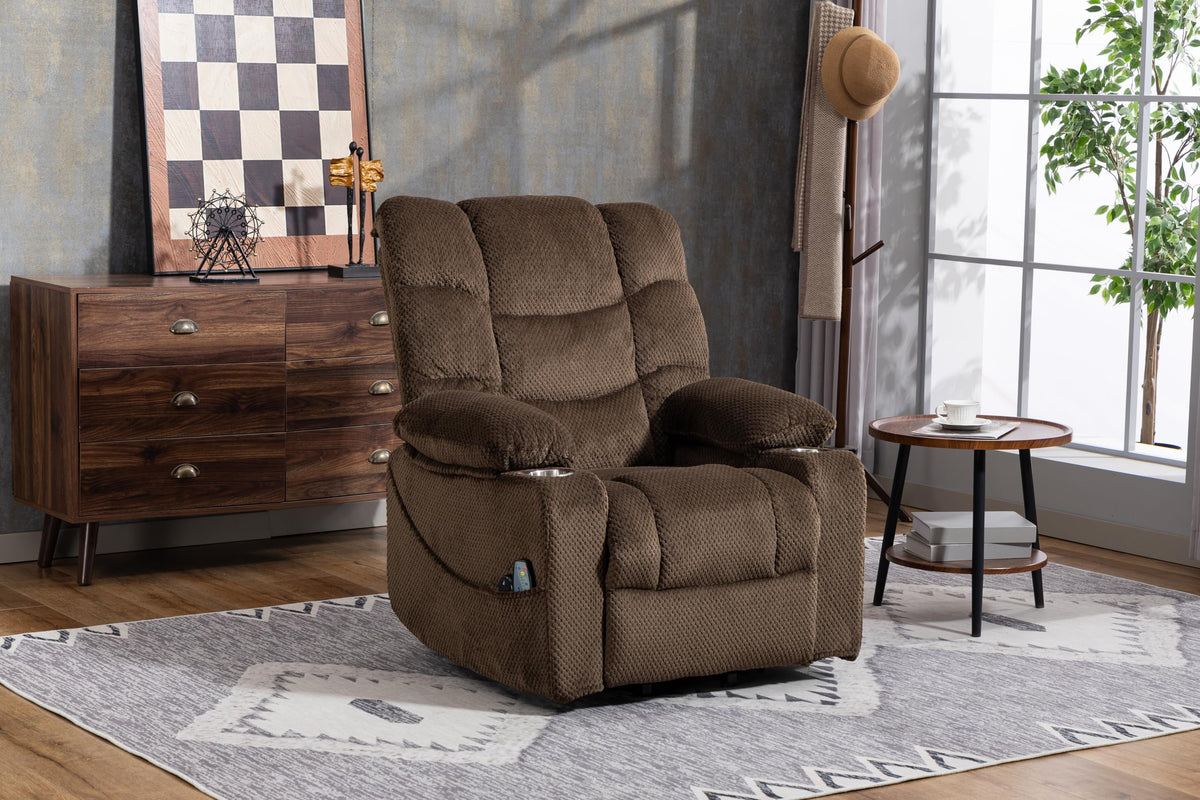 ERYE Electric Lift Recliner Chair Infinite Position Power Reclining Armchair with Massage Heat, Velvet Tufted Upholstered Recliner Armchair W/2 Remote Controls and Cupholders