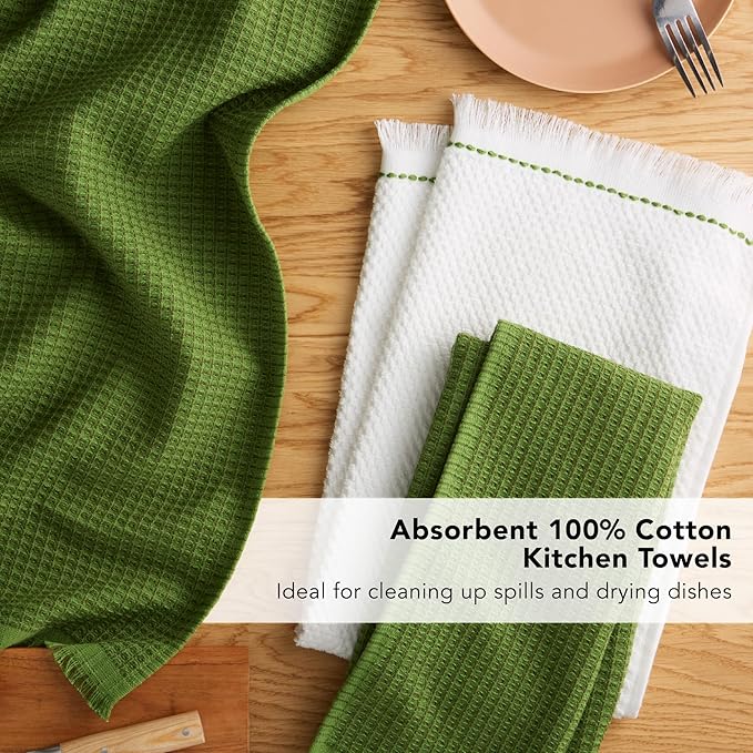 KitchenAid Gourmet Series Gridlines Kitchen Towels 3-Pack Set, 100% Cotton
