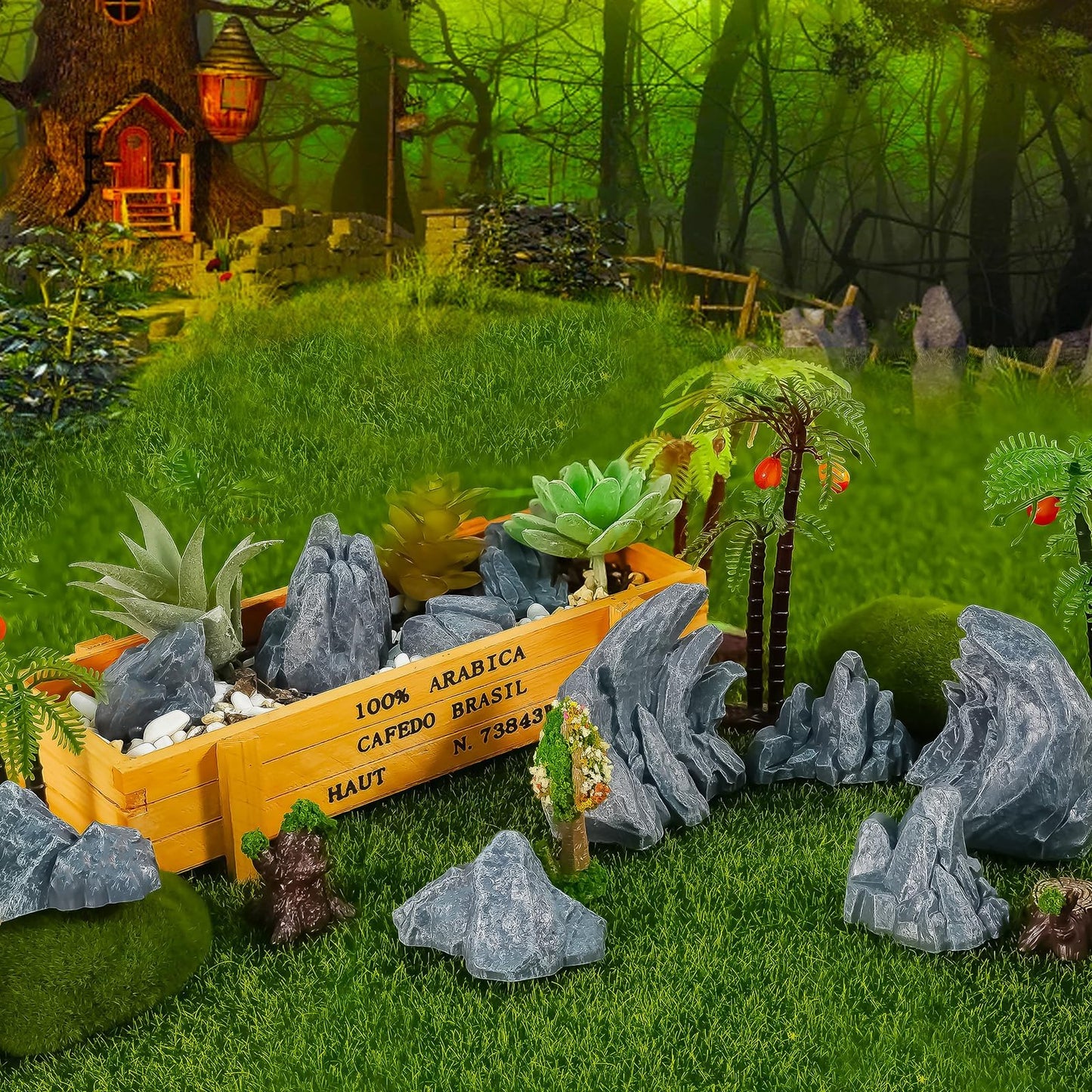 Warmtree 10 Pcs Simulation Rockery Diorama Rocks Stone for Diorama Supplies Miniature Terrain Fairy Garden Zen Garden Accessories Terrarium Decor Tank Aquarium Decoration (Grey)