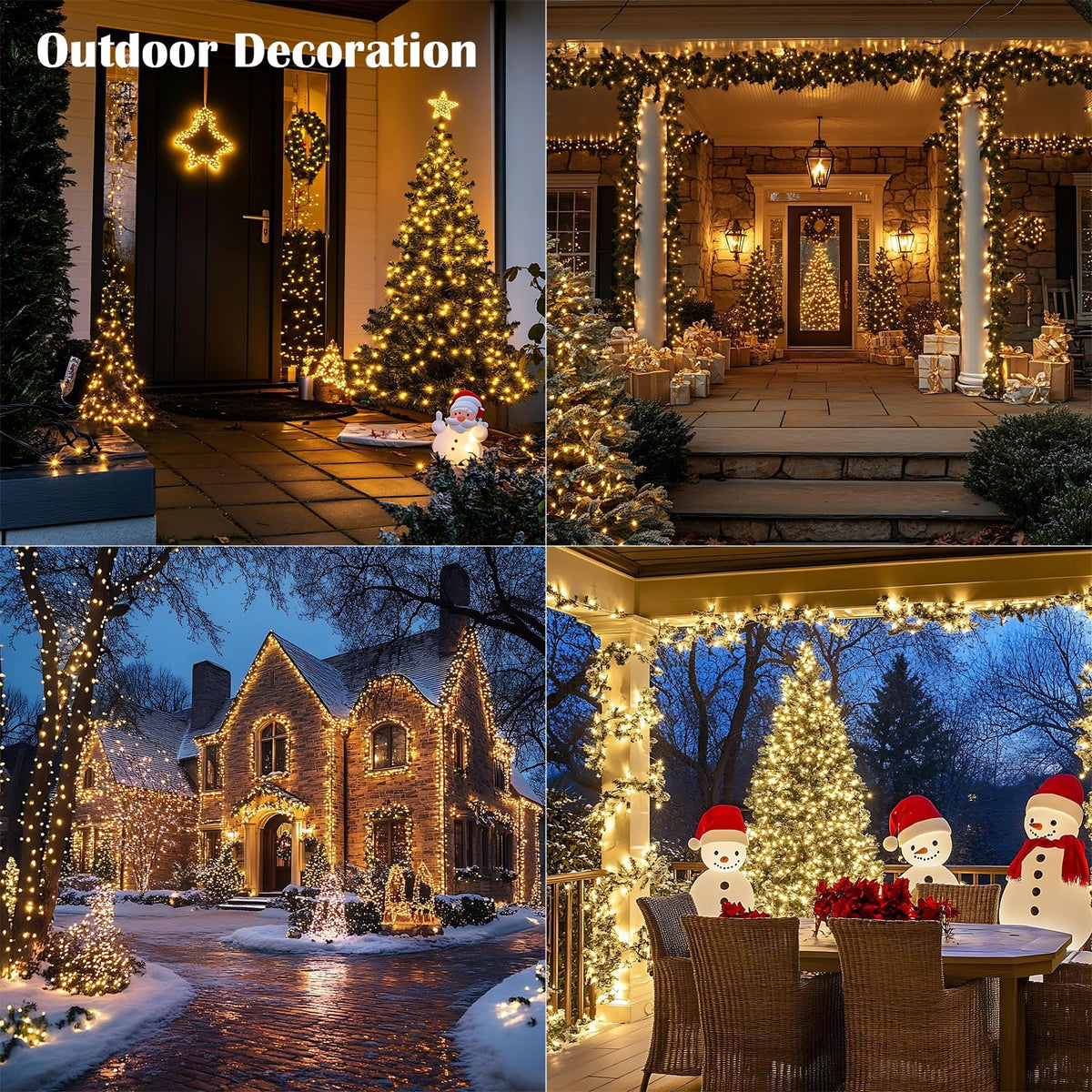 ZELUXDOT Fairy Lights Plug in,400FT 1200LEDs Waterproof Led String Lights,8 Modes Remote Twinkle Light for Outdoor Indoor Christmas Wedding Birthday Garden Party Decorations,Silver Wire,Warm White