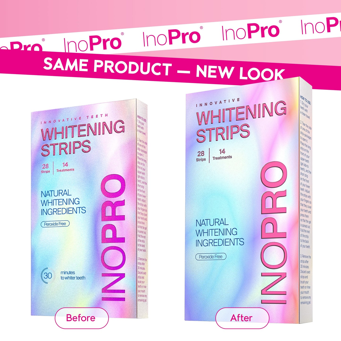 InoPro Teeth Whitening Strips 14 Treatments Kit - Teeth Whitener, Peroxide Free, Enamel Safe Green Whitestrips, Deep Stains Removal - Instant Teeth Whitening Without The Harm (28 Strips)