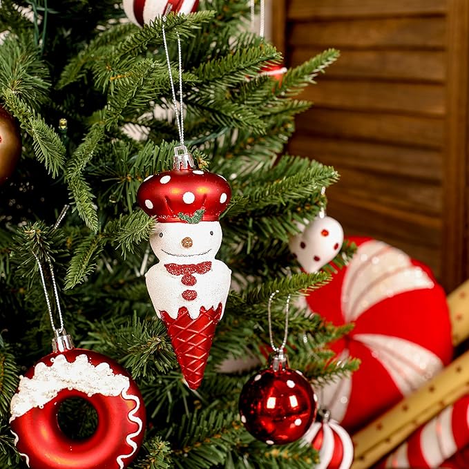 SHareconn 86pcs Christmas Tree Balls Ornaments, Shatterproof Plastic Decorative Baubles for Christmas Tree Decorations, Holiday Wedding Party Decoration, Festive Ornaments, Red White
