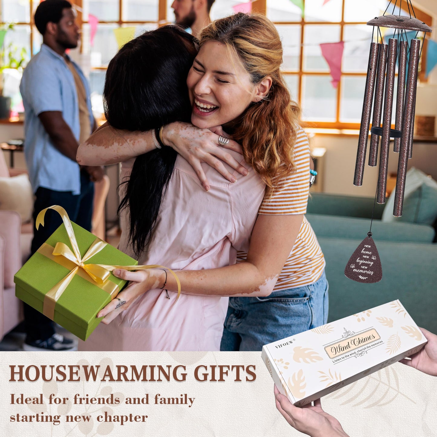 House Warming Gifts New Home, 32" Bronze Wind Chimes Housewarming Gifts, New Home Gift Ideas for Women Men Homeowners Couples Family Friends, Unique First Home Gift for Apartment Decor
