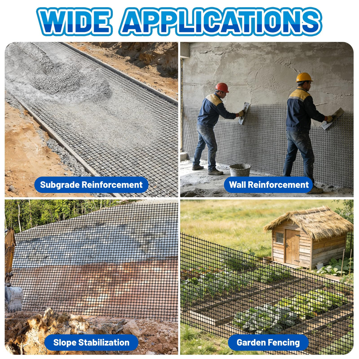 3 Ft x 164 Ft Geogrid for Retaining Wall, Bi-Directional Geo Grid Roll with Gloves, HDPE Geogrid for Gravel Driveway, Subgrade Reinforcement, Slope & Soil Stabilization, Erosion Control