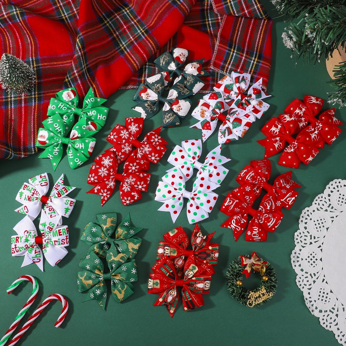 choicbaby 20PCS Christmas Hair Bows Toddler Hair Bow Clips 3"Grosgrain Ribbon Girls Baby Bow Clips Christmas Hair Accessories for Toddler Girls Baby