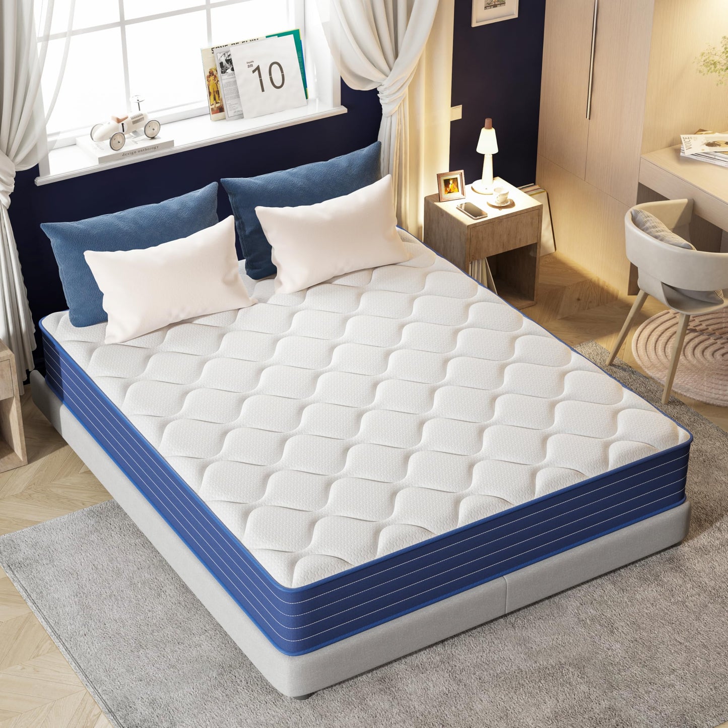 MOLPHIT Queen Mattress,12 Inch Queen Size Mattrress with 7-Zone Hybrid Queen Bed Mattresses,Pocket Sprung with Medium Firm for Body Support & Pressure Relief - 60 * 80in