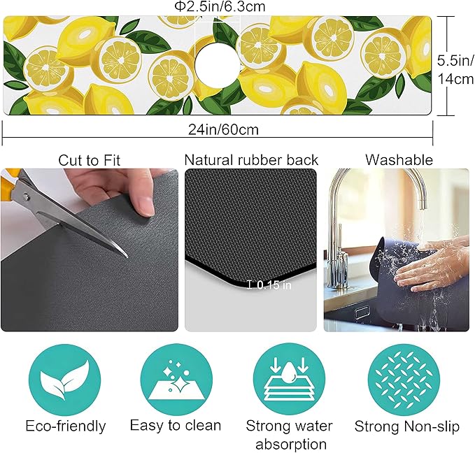Kitchen Sink Splash Guard Faucet Mat Super Absorbent Fast Drying Mat Sink