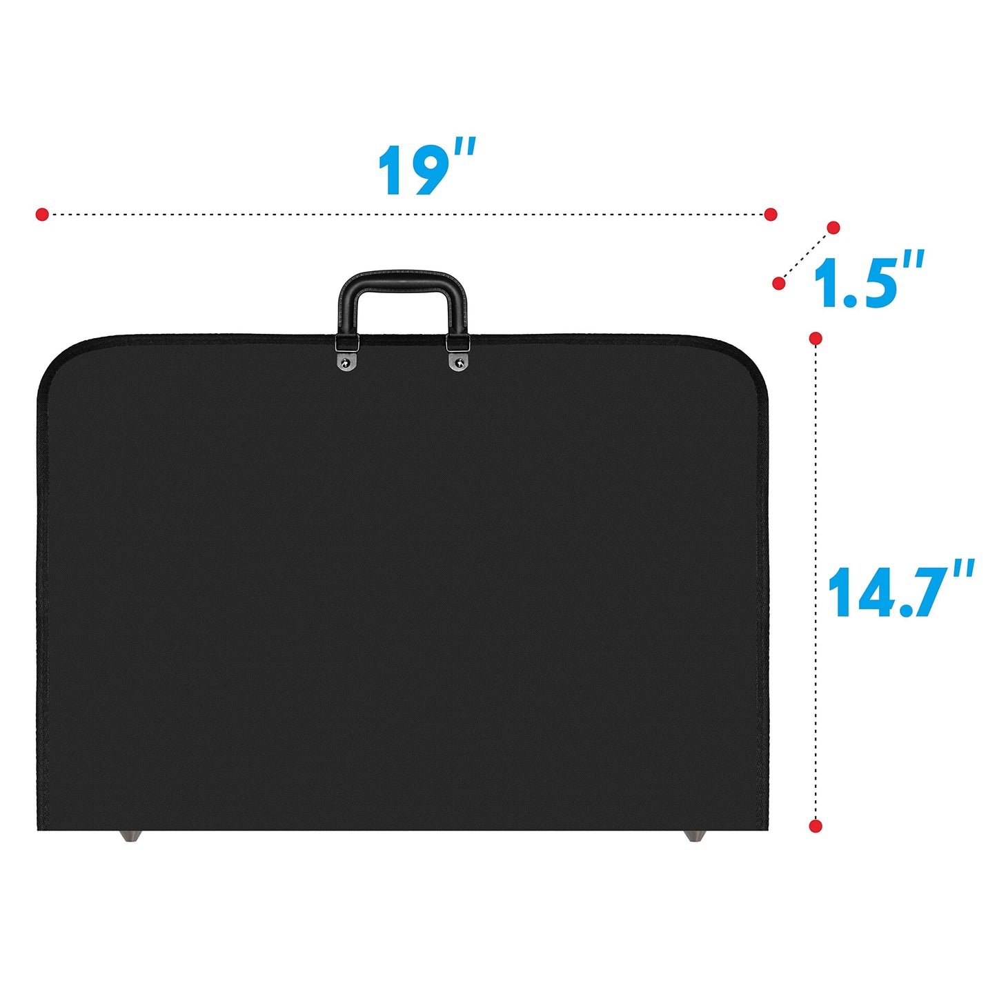 Black Art Portfolio Case Artist Carrying Case Artist Portfolios Case with Shoulder Strap (19x14.7x1.5 Inch)