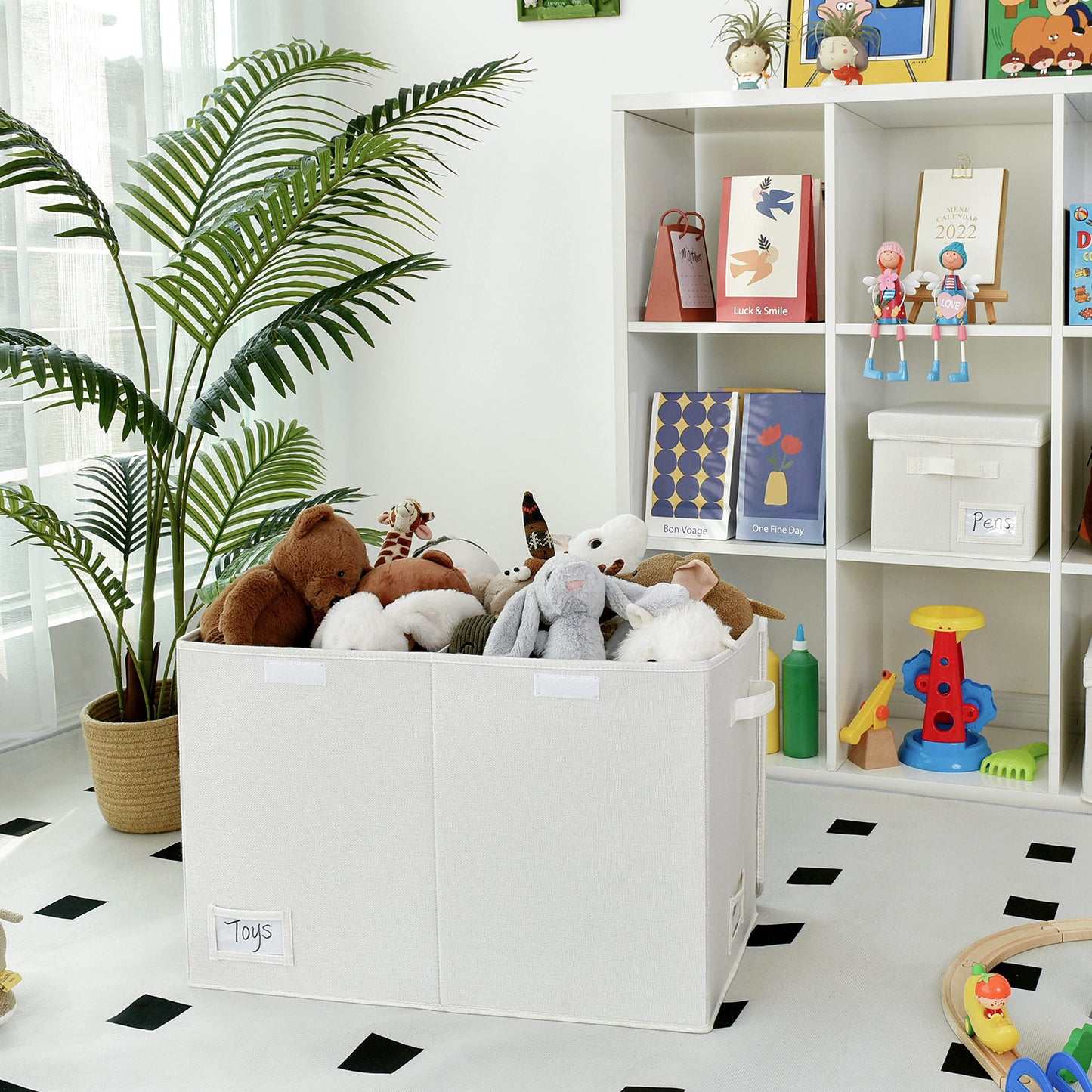 GRANNY SAYS Extra Large Storage Box, Pack of 1 Toy Storage Box, Foldable Storage Box with Lid, Toy Baskets for Kids, Toy Chest White Storage Box for Organising Baby Child's Living Room Toys and Stuff