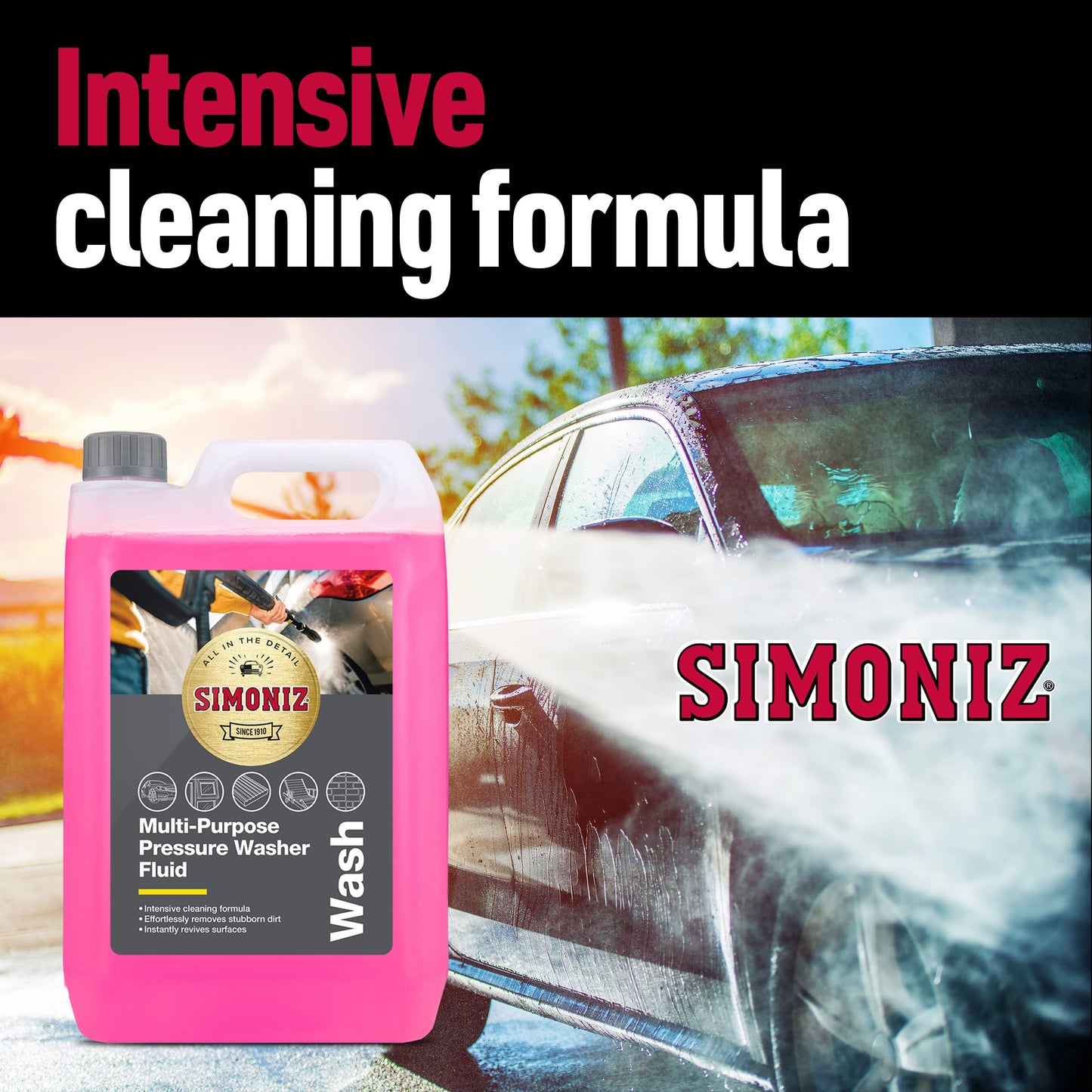 SIMONIZ SAPP0174A Multi Purpose Pressure Washer Shampoo Fluid, Pink, 5 Litre