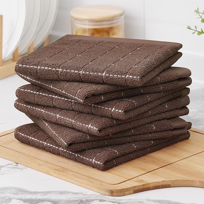 Homaxy 100% Cotton Terry Kitchen Dish Cloths, Ultra Soft and Absorbent Dish