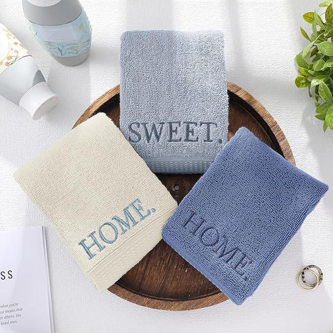 3 Pcs Home Sweet Home Hand Towels Farmhouse Decorative Embroidered Bathroom