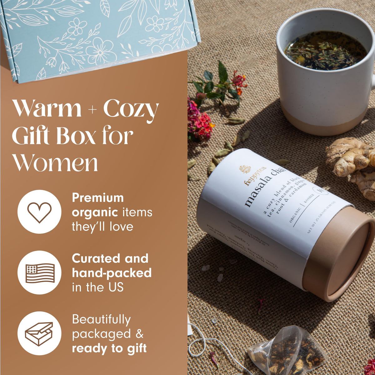 Unboxme Thank You & Appreciation Gift Basket for Women, Cozy Care Package with Tea, Mug, Socks & Honey, Ready to Gift for Friends, Clients & Coworkers