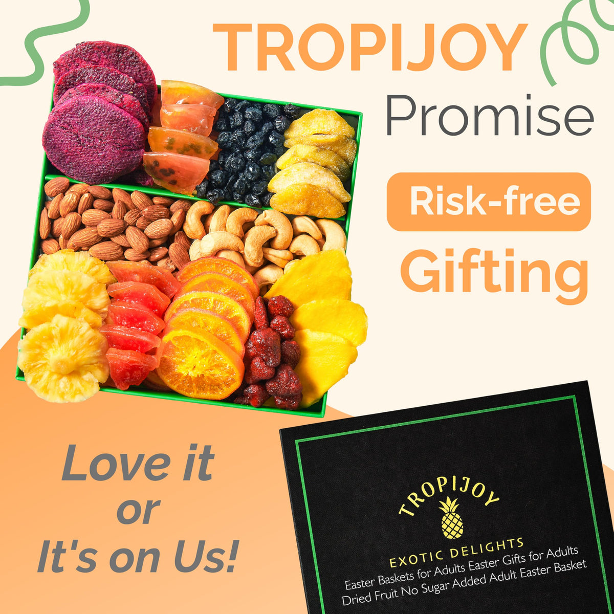Dried Fruit Gift Basket – 11 Tropical Flavor Mothers Day Gifts for Mom | 20oz Soft Dried Fruit Basket Gift - Dried Fruit and Nuts Gift Basket Dry Fruits Gift Box - Healthy Food Gifts for Women Mom Dad