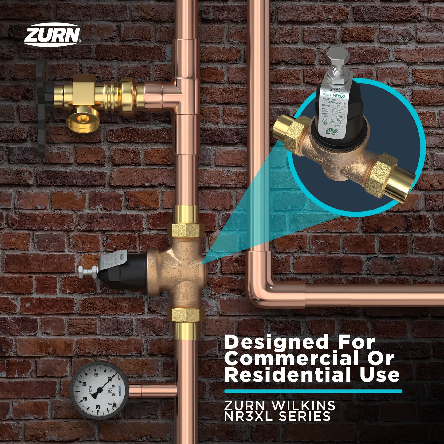Zurn Wilkins 2 in. NR3XL Pressure Reducing Valve, Double Union FNPT Connections