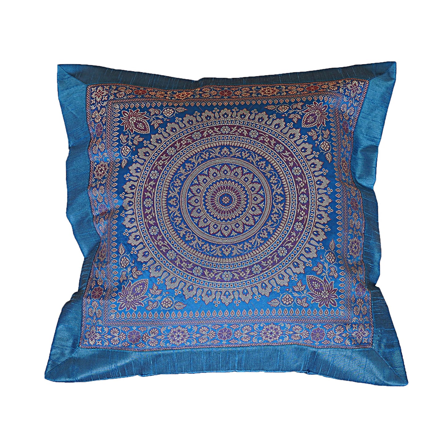 Shubhlaxmifashion Indian Set of 10 PCS 16x16 inch (41x41 cm) Mandala Silk Indian Ethnic Bohemian Decorative Cushion Cover Handcrafted Patchwork Sari Throw Pillow Boho Decor Cushion Covers for Gift