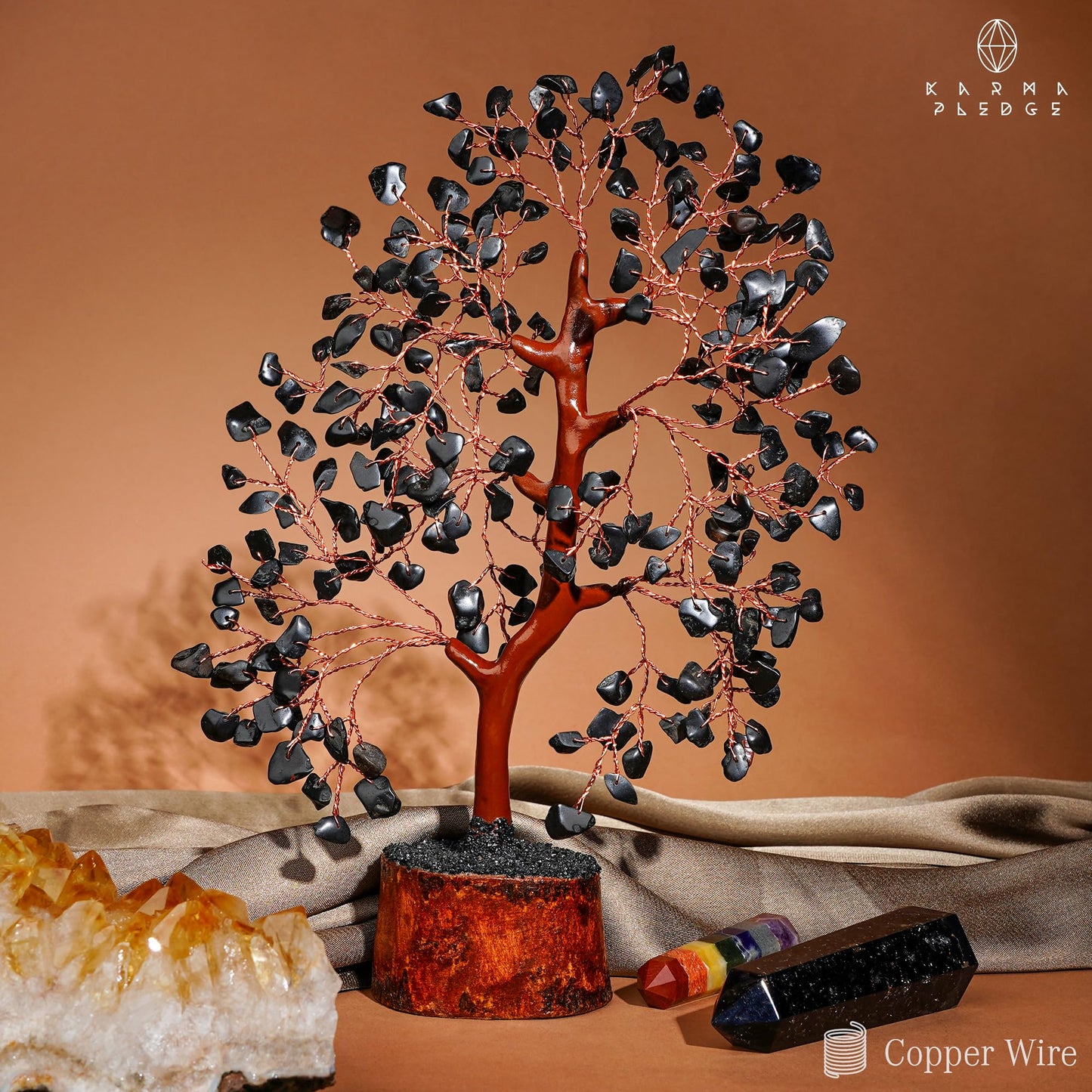 Crystal Tree of Life Birthday Gifts for Women, Men, Handmade Home Decor, Office, Room Decoration, Black Obsidian Reiki Healing Crystal Chakra Tree for Money, Good Luck Gifts for Her, Mom & Dad
