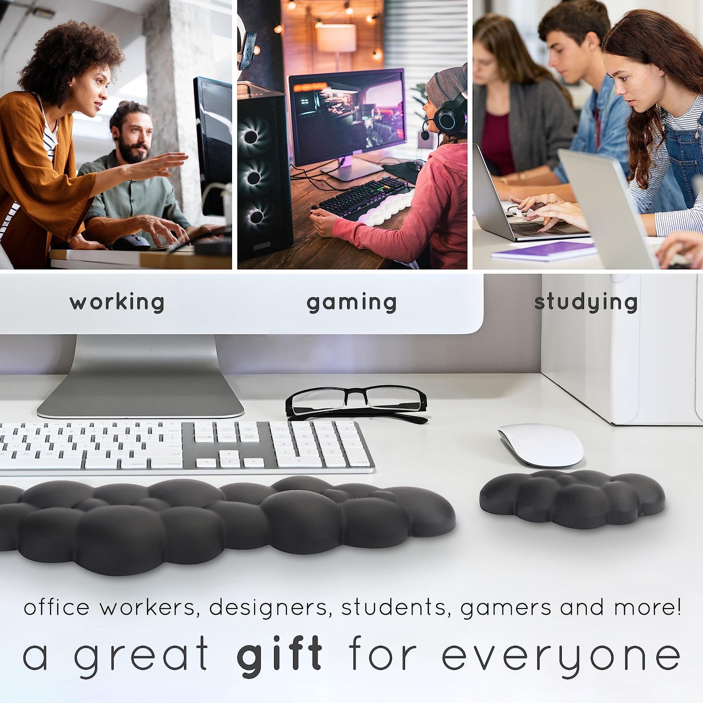 Purple Cloud Keyboard Wrist Rest – Create-ables Qloud Purple Wrist Rest for Computer Keyboard and Mouse, Ergonomic Memory Foam Wrist Pad with Non-Slip Base, Includes Cloud Mouse Pad