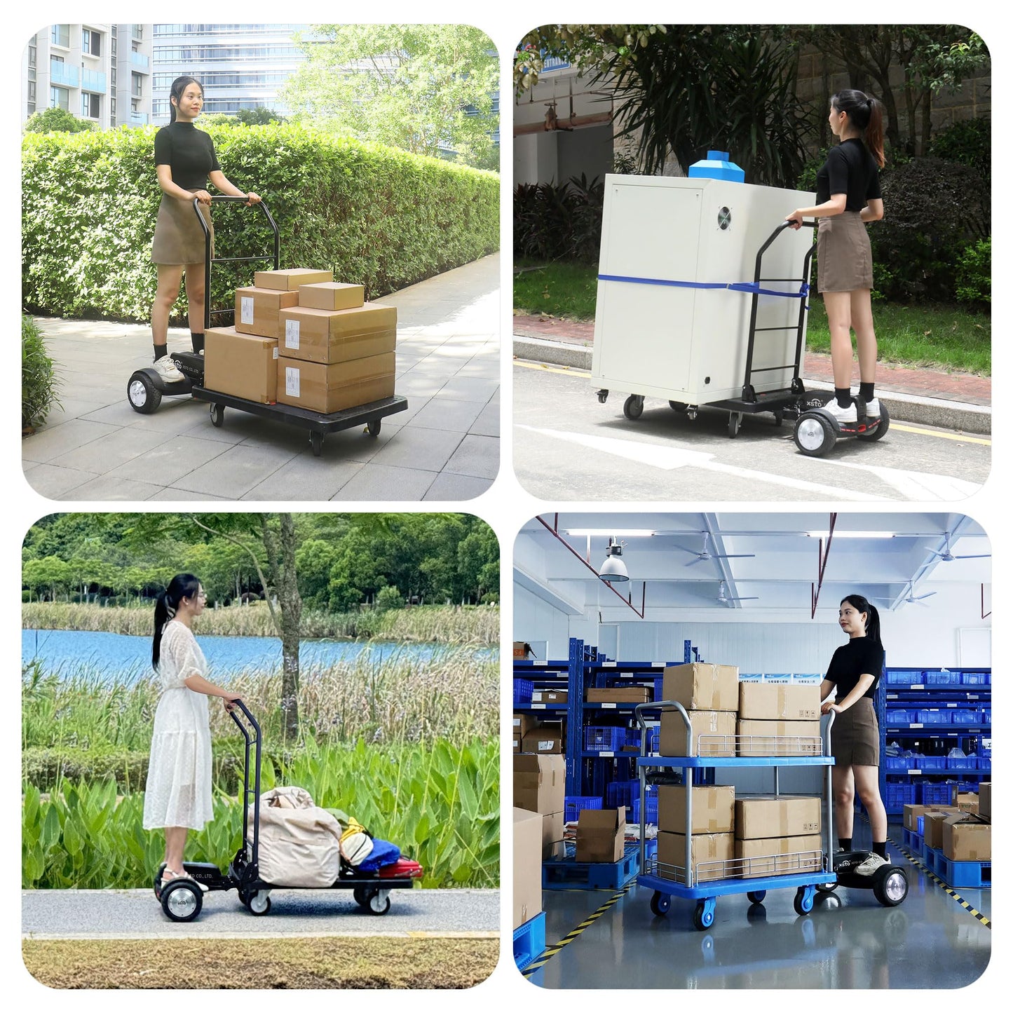Electric Platform Truck, 661lbs Capacity Heavy Duty Flatbed Cart, 1000W Powered Hand Truck Cart, for Warehouse Sorting, Supermarket Stocking, Farm, Hotel, Construction & Logistics Use