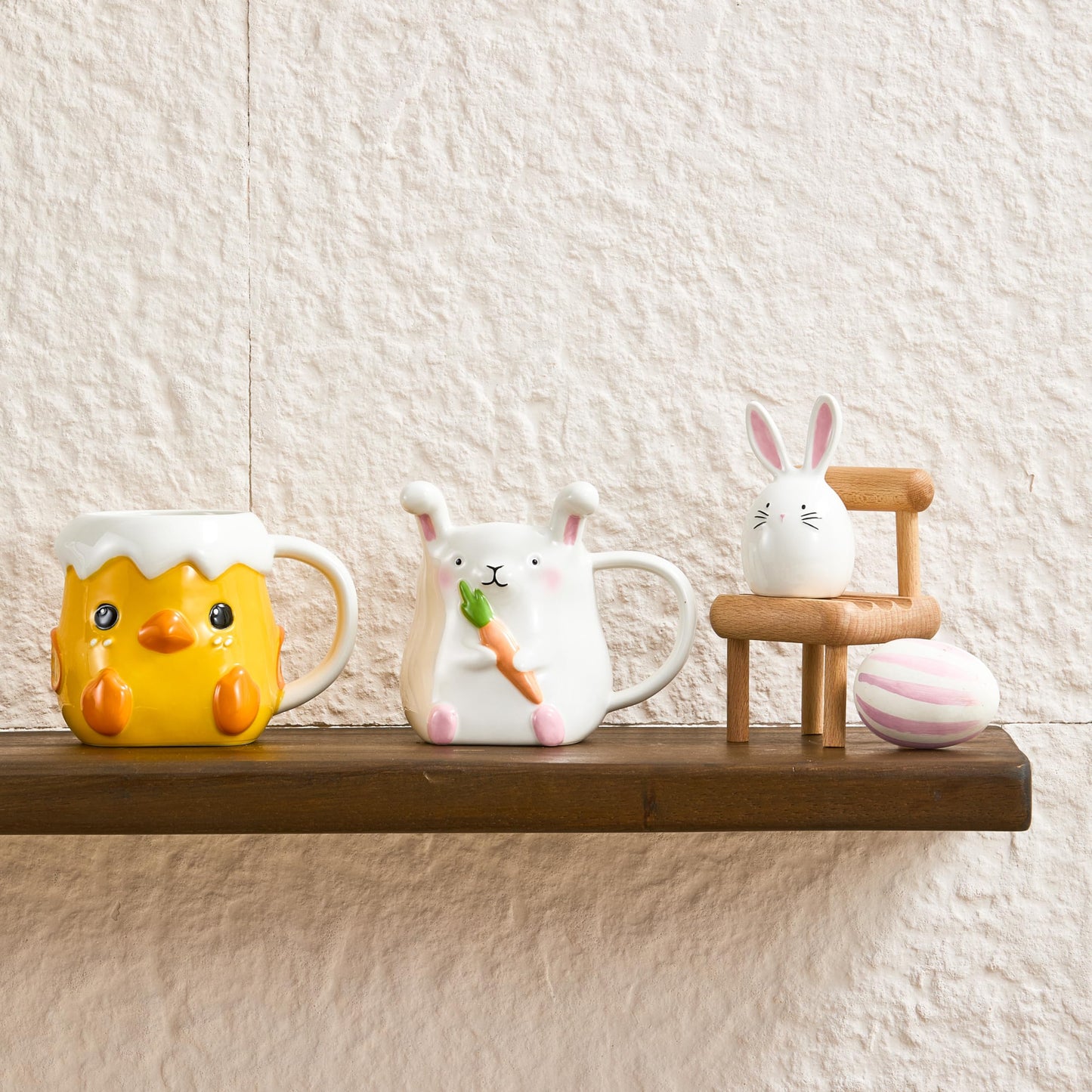 Bico Dreamy Rabbit Ceramic Hand Painted Salt & Pepper Shaker Set, Easter Decoration Table Top, Dishwasher Safe