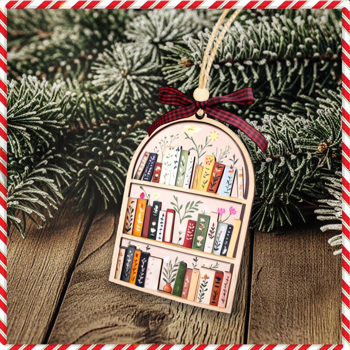 Bookshelf Ornament for Book Lovers 2026 β 2 Layer Wooden Book Ornament β Book Lover Gift for Women Readers β Bookshelf Christmas Tree Decor β Gifts for Book Lovers, Women, Librarian, Nerd, Bookish