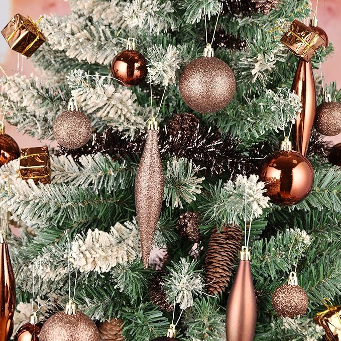 30ct Halloween Ball Ornaments, 2.36" Shatterproof Tree Decorations, Perfect Hanging Ball for Indoor/Outdoor Holiday Christmas Party Decor (Brown)