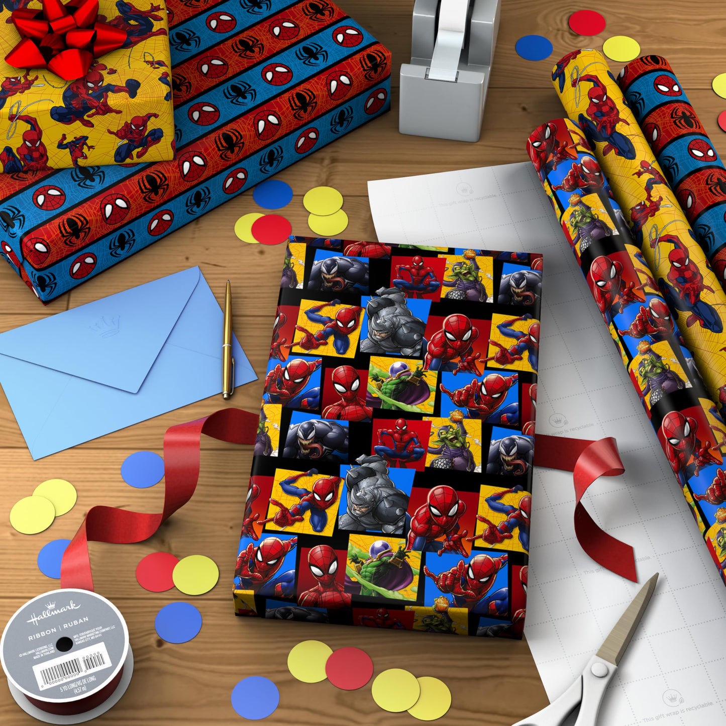Hallmark Marvel Spider-Man Wrapping Paper Rolls (3 Rolls: 60 Sq. Ft. Total) for Kids, Fans, Gamers, Birthdays, Father's Day, Christmas