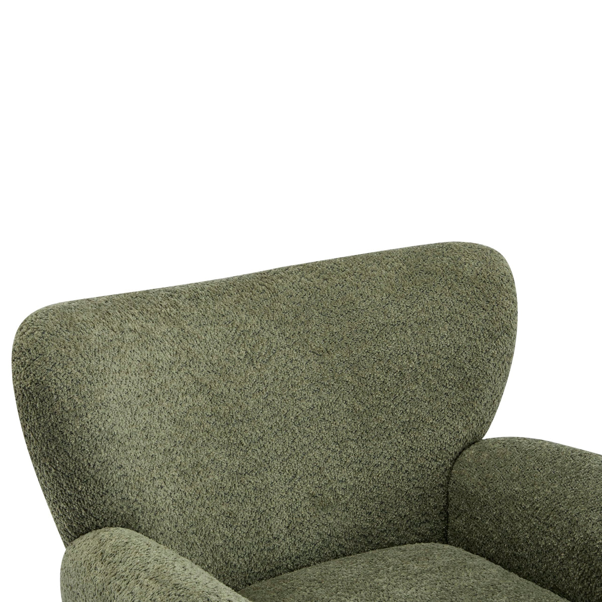 Christopher Knight Home Lindy Wingback Accent Chair, Upholstered Armchair with Rounded Wooden Legs, Curved Backrest Single Sofa, Soft Cushion Seating, Comfy Lounge Chair for Living Room, Olive Green
