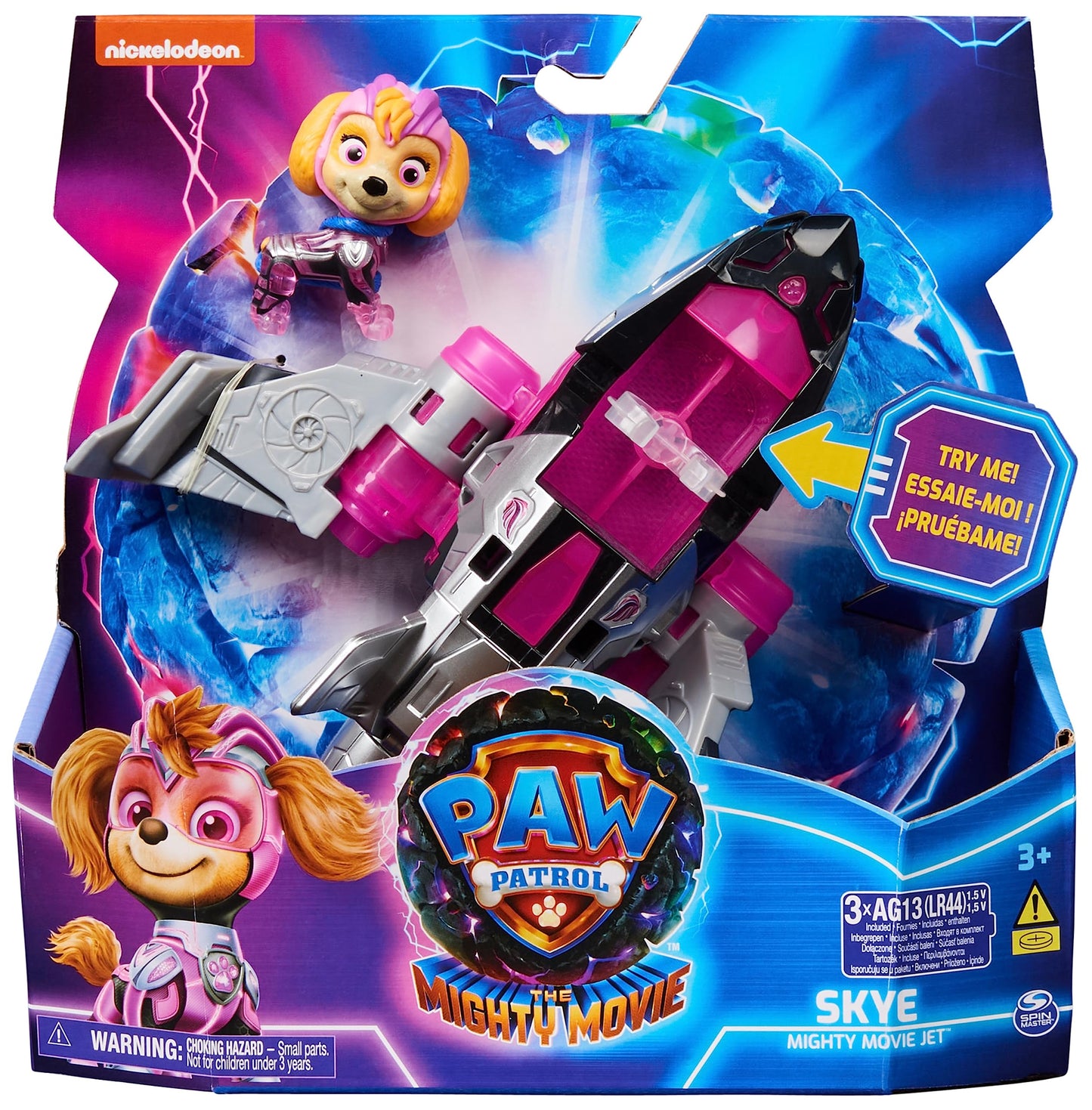 PAW Patrol: The Mighty Movie Aeroplane Toy with Skye Mighty Pups Action Figure, Lights and Sounds, Kids’ Toys for Boys and Girls 3+