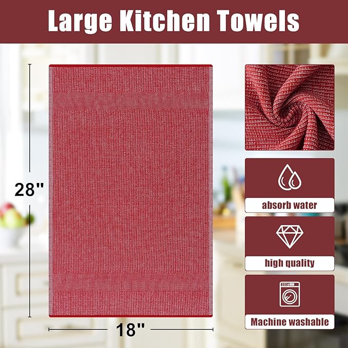Homaxy Premium Kitchen Towels, Large Cotton Kitchen Hand Towels, Flat and Terry